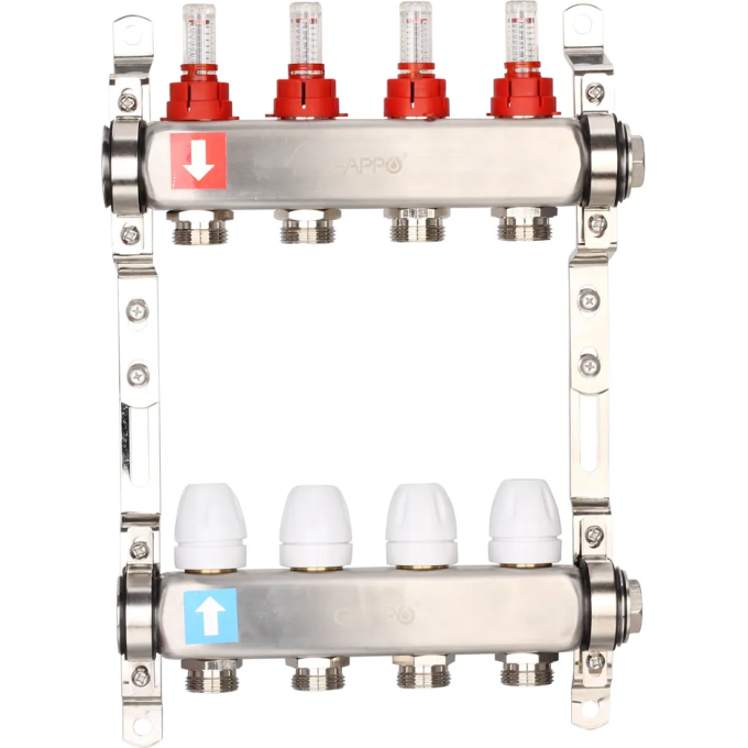 Коллектор регулируемый с расходомерами GAPPO G424,4 4-вых. X1